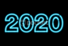 2020年用ネオンサイン風 青い文字