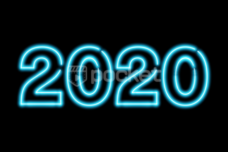 2020年用ネオンサイン風 青い文字