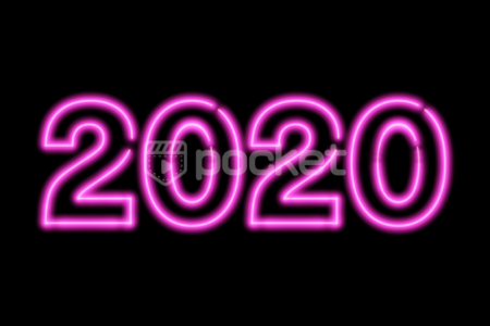 2020年用 ネオンサイン風ピンクの文字